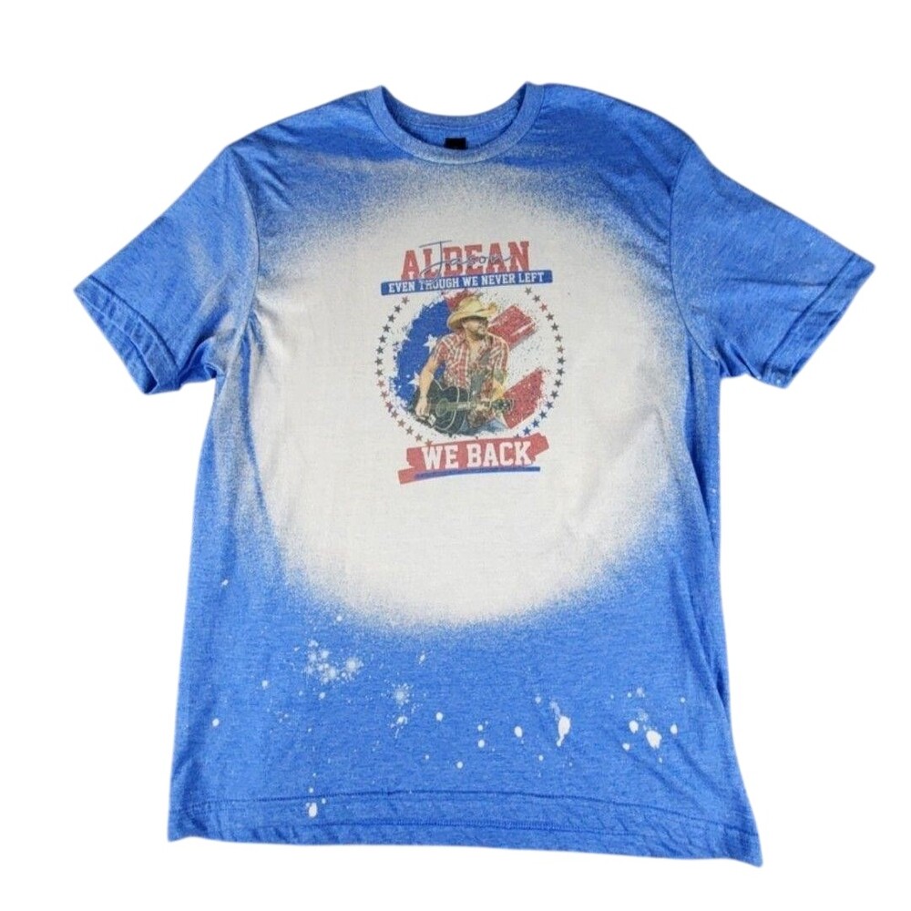 Jason Aldean Shirt Mens Large Blue We Back Bleach Patriotic Graphic Tee